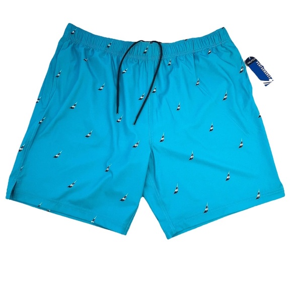 Nautica Swim Trunks Shorts Mens Size XXL Performance 4MG Mirage Blue - Picture 1 of 8